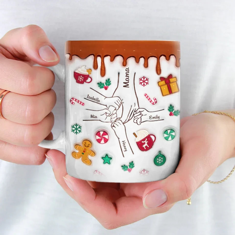 Home For The Holidays - Family Personalized Custom 3D Inflated Effect Printed Mug - Christmas Gift For Gift For Mom, Grandma