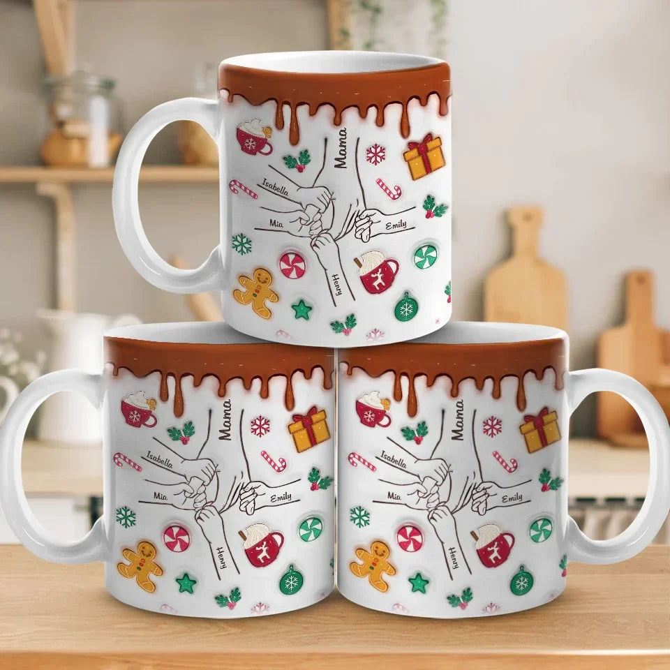 Home For The Holidays - Family Personalized Custom 3D Inflated Effect Printed Mug - Christmas Gift For Gift For Mom, Grandma