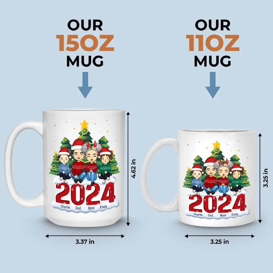 Christmas With My Family Is My Happy Place - Family Personalized Custom Mug - Christmas Gift For Family Members