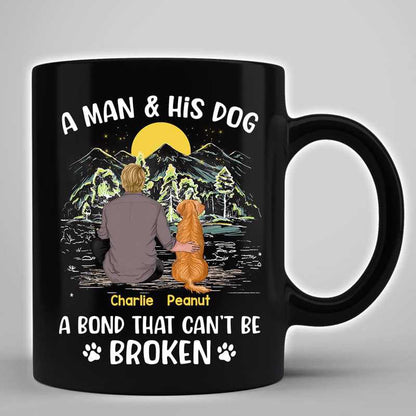 Happy Father's Day Best Dog Dad Back View Personalized Black Mug