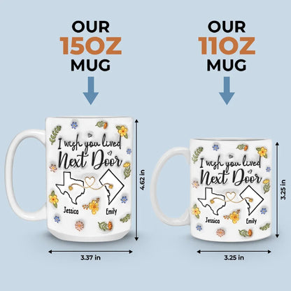 Long Distance Far Away, But Never Too Far To Care - Bestie Personalized Custom 3D Inflated Effect Printed Mug - Gift For Best Friends, BFF, Sisters