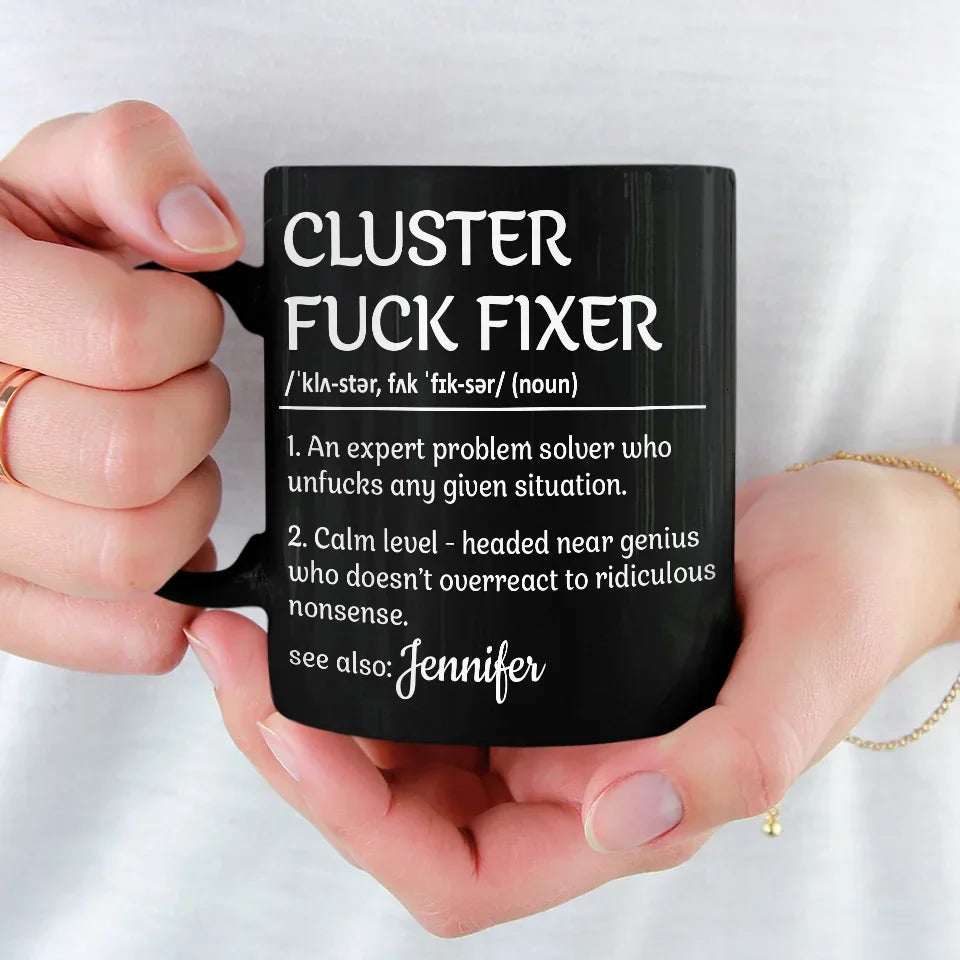 An Expert Problem Solver - Coworker Personalized Custom Black Mug - Christmas Gift For Coworkers, Work Friends, Colleagues