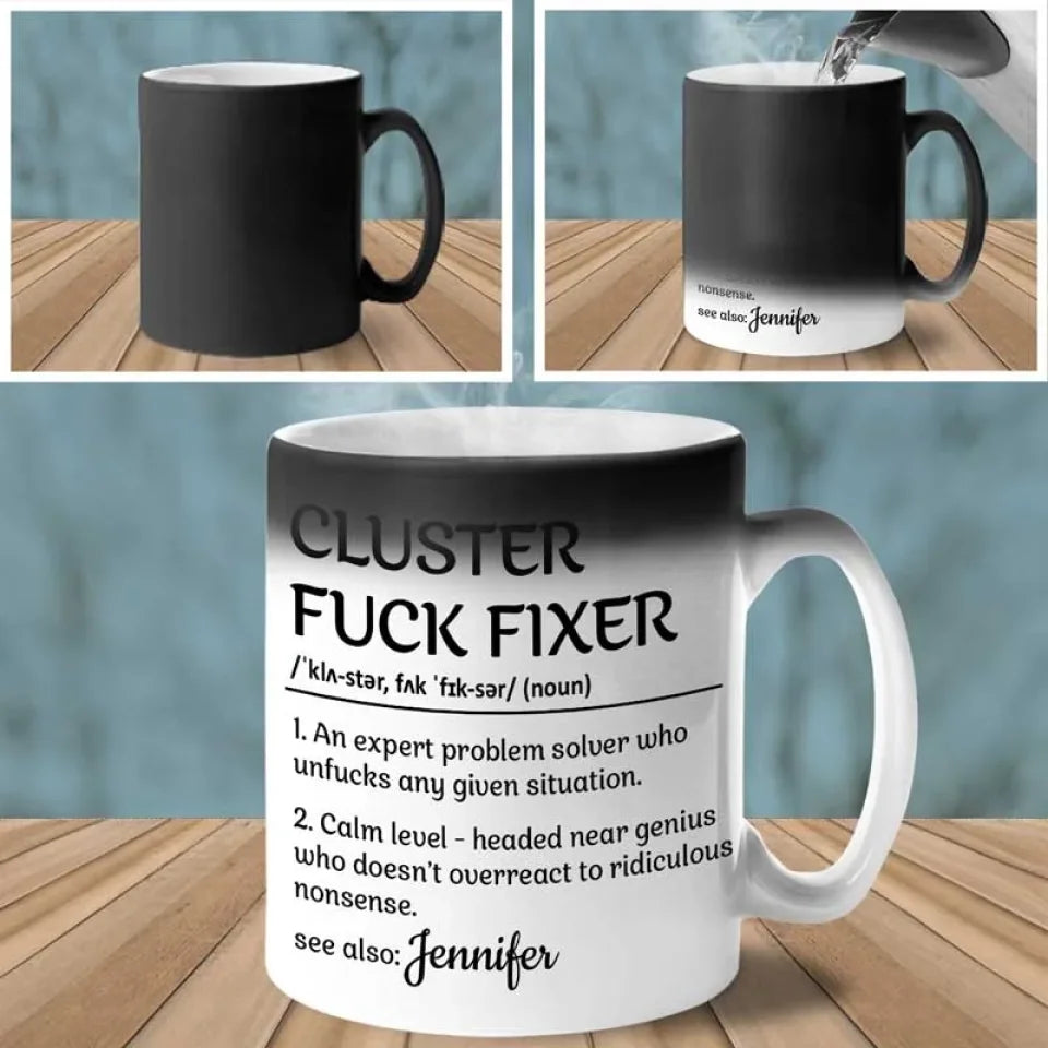 Professional Problem-Solving Ninja - Personalized Custom Color Changing Mug - Christmas Gift For Coworkers, Work Friends, Colleagues