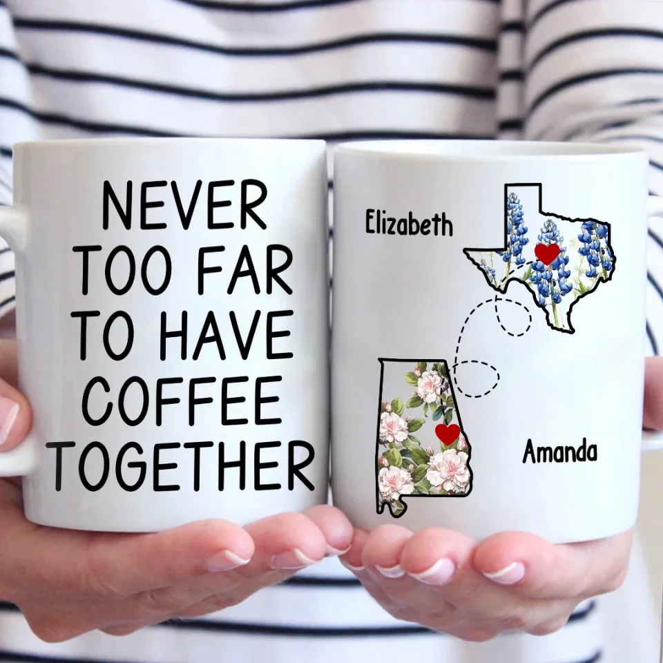 Distance Only Makes Our Friendship Grow Stronger - Bestie Personalized Custom Mug - Christmas Gift For Best Friends, BFF, Sisters