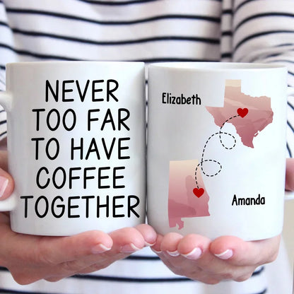Together In Spirit, Even With A Drink Apart - Bestie Personalized Custom Mug - Christmas Gift For Best Friends, BFF, Sisters