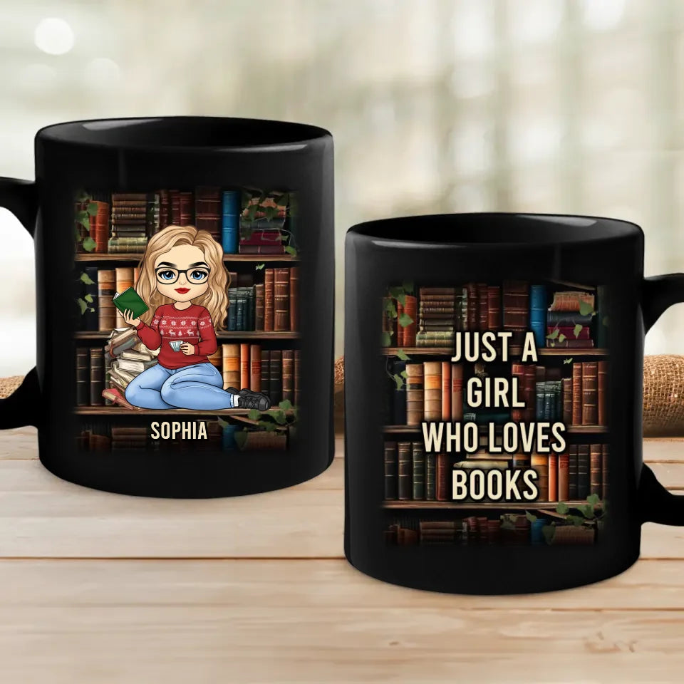Books Are The Windows To My Soul - Personalized Custom Black Mug - Gift For Book Lovers