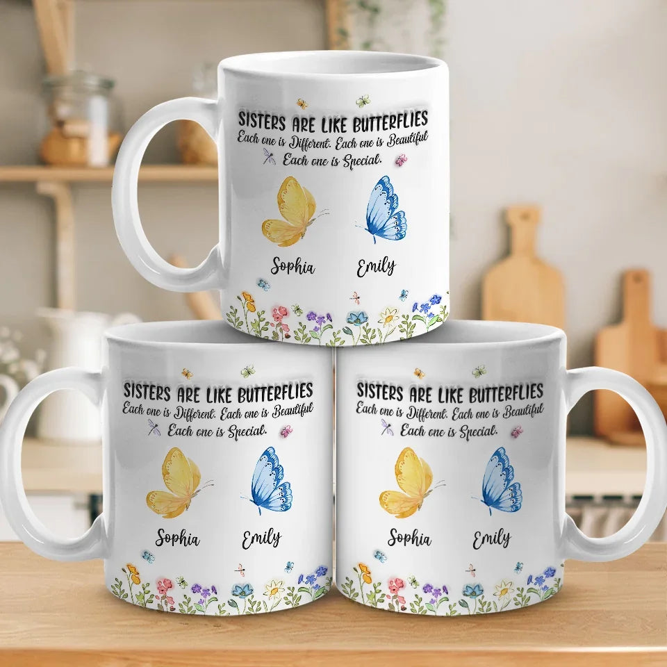 Bestie Are Like Butterflies - Bestie Personalized Custom 3D Inflated Effect Printed Mug - Christmas Gift For Best Friends, BFF, Sisters