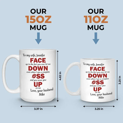 You Never Give Up On Me - Couple Personalized Custom Mug - Christmas Gift For Husband Wife, Anniversary