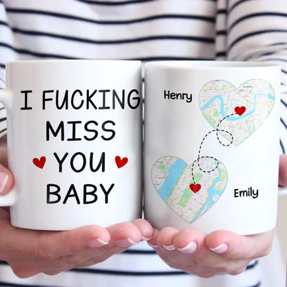 Location Map I Exist In Two Places, Here And Where You Are - Couple Personalized Custom Map Mug - Map Art, Christmas Gift For Husband Wife, Anniversary