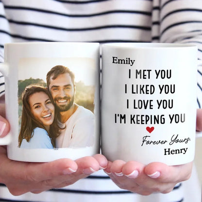 Custom Photo It Started With You And Stays With You - Couple Personalized Custom Mug - Gift For Husband Wife, Anniversary