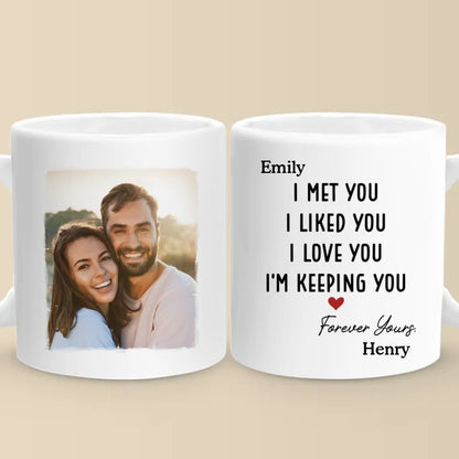Custom Photo It Started With You And Stays With You - Couple Personalized Custom Mug - Gift For Husband Wife, Anniversary