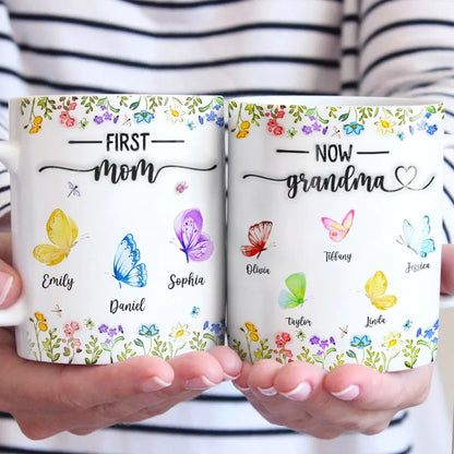 Like Butterflies, Their Love Transcends Generations - Family Personalized Custom 3D Inflated Effect Printed Mug - Gift For Mom, Grandma