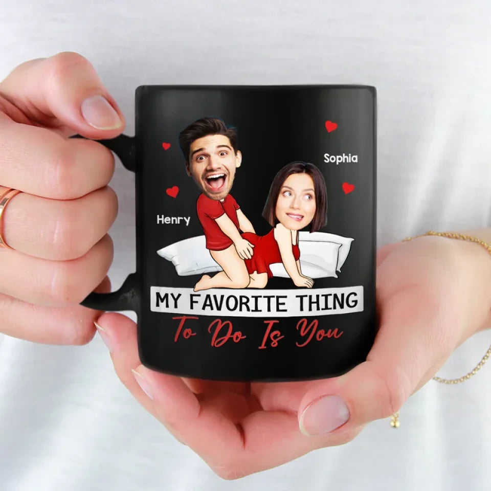 Custom Photo Being Bad Together Has Never Felt So Good - Couple Personalized Custom Black Mug - Gift For Husband Wife, Anniversary