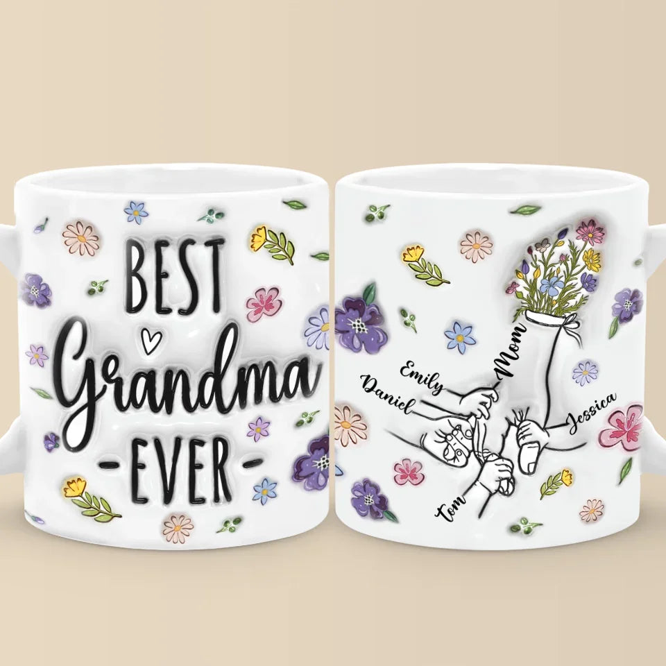 Her Hand, My Anchor In The Storm - Family Personalized Custom 3D Inflated Effect Printed Mug - Gift For Mom, Grandma