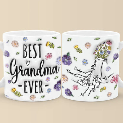 Her Hand, My Anchor In The Storm - Family Personalized Custom 3D Inflated Effect Printed Mug - Gift For Mom, Grandma