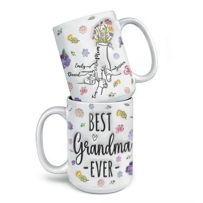Her Hand, My Anchor In The Storm - Family Personalized Custom 3D Inflated Effect Printed Mug - Gift For Mom, Grandma