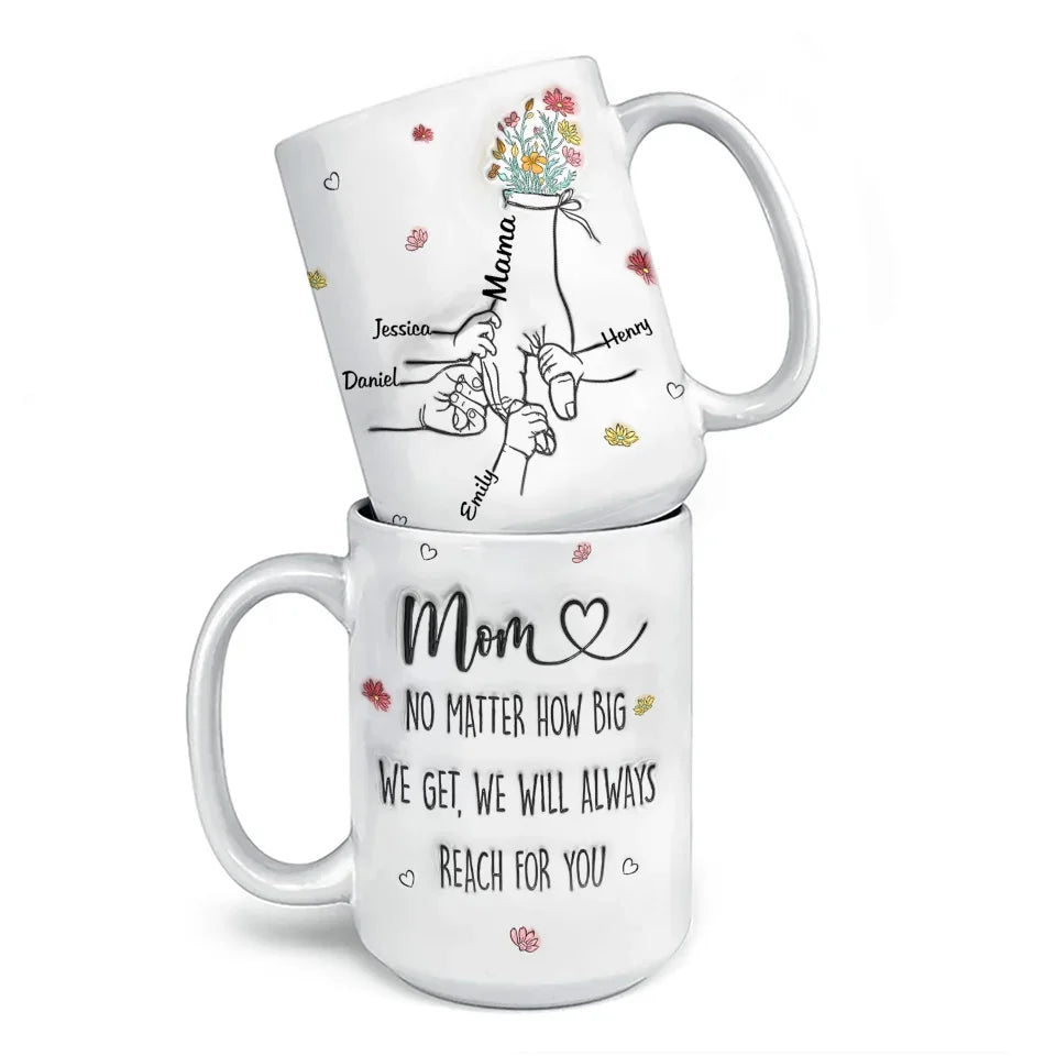 Little Hands, Big Love - Family Personalized Custom 3D Inflated Effect Printed Mug - Gift For Mom, Grandma