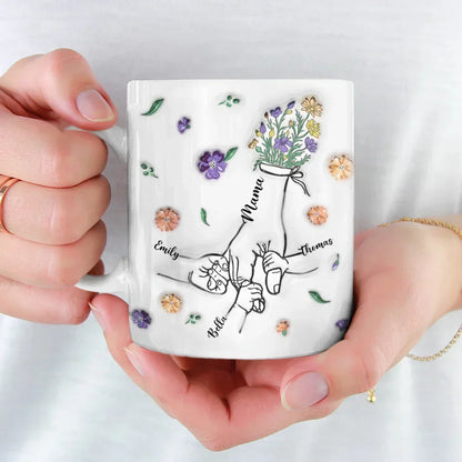 Grandma's Hands Are The Safest Place To Be - Family Personalized Custom 3D Inflated Effect Printed Mug - Gift For Mom, Grandma