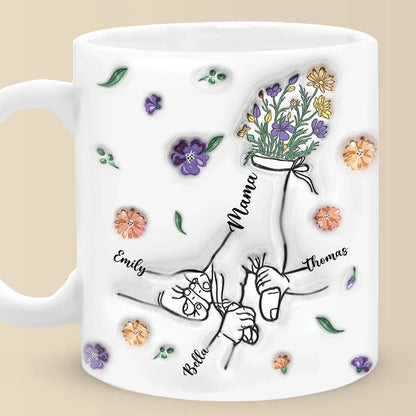 Grandma's Hands Are The Safest Place To Be - Family Personalized Custom 3D Inflated Effect Printed Mug - Gift For Mom, Grandma