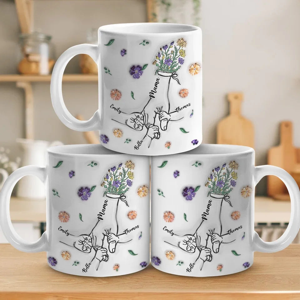 Grandma's Hands Are The Safest Place To Be - Family Personalized Custom 3D Inflated Effect Printed Mug - Gift For Mom, Grandma