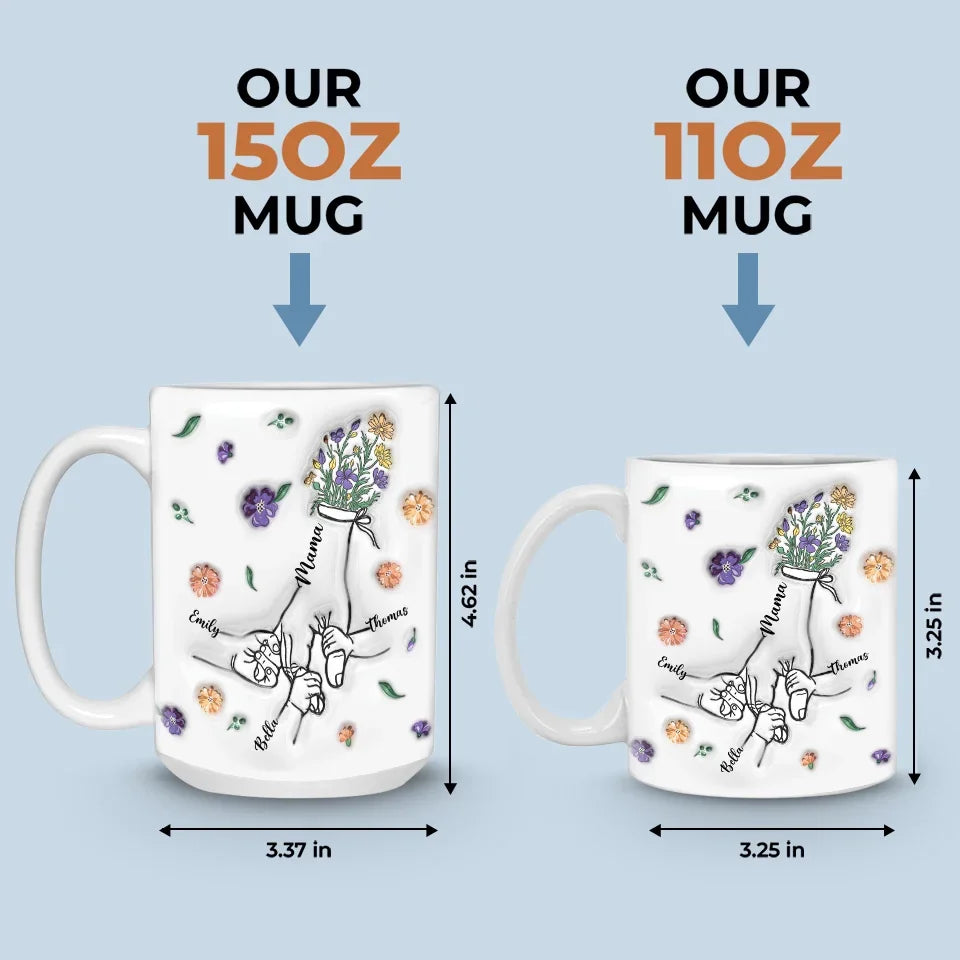 Grandma's Hands Are The Safest Place To Be - Family Personalized Custom 3D Inflated Effect Printed Mug - Gift For Mom, Grandma