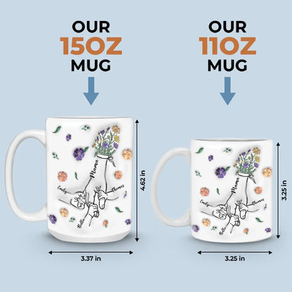 Grandma's Hands Are The Safest Place To Be - Family Personalized Custom 3D Inflated Effect Printed Mug - Gift For Mom, Grandma