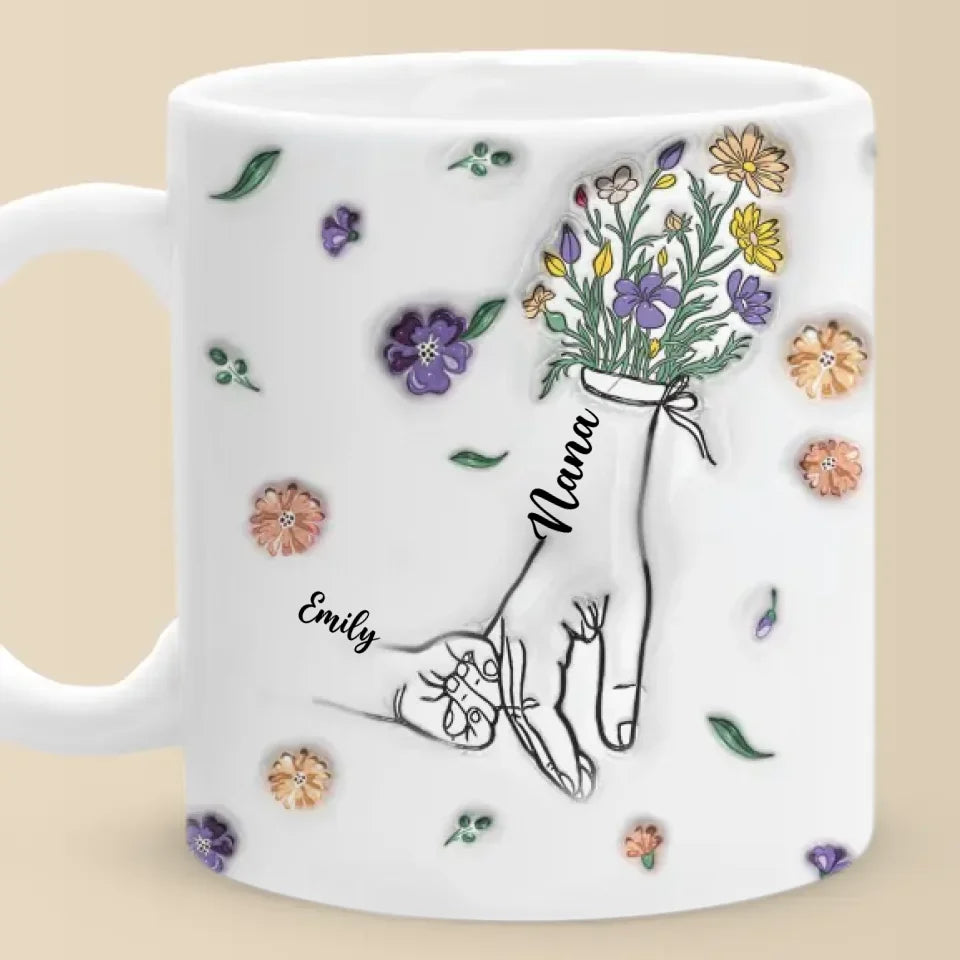 Grandma's Hands Are The Safest Place To Be - Family Personalized Custom 3D Inflated Effect Printed Mug - Gift For Mom, Grandma