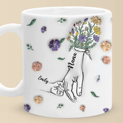 Grandma's Hands Are The Safest Place To Be - Family Personalized Custom 3D Inflated Effect Printed Mug - Gift For Mom, Grandma