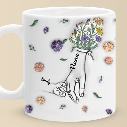 Grandma's Hands Are The Safest Place To Be - Family Personalized Custom 3D Inflated Effect Printed Mug - Gift For Mom, Grandma
