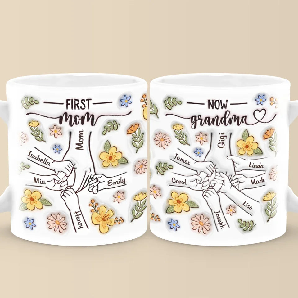 A Grandma's Love Knows No Bounds - Family Personalized Custom 3D Inflated Effect Printed Mug - Gift For Mom, Grandma