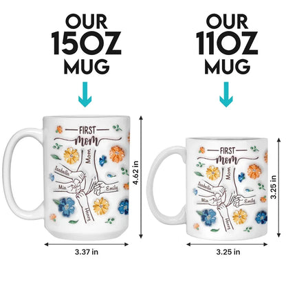 A Grandma's Heart Is A Mother's Love Multiplied - Family Personalized Custom 3D Inflated Effect Printed Mug - Gift For Mom, Grandma