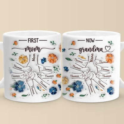 A Grandma's Heart Is A Mother's Love Multiplied - Family Personalized Custom 3D Inflated Effect Printed Mug - Gift For Mom, Grandma