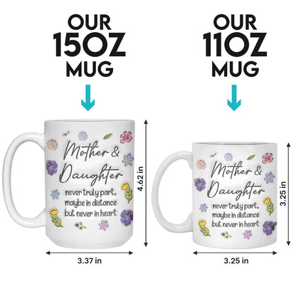 Mother & Daughter Never Truly Apart - Family Personalized Custom 3D Inflated Effect Printed Mug - Gift For Mom, Daughter