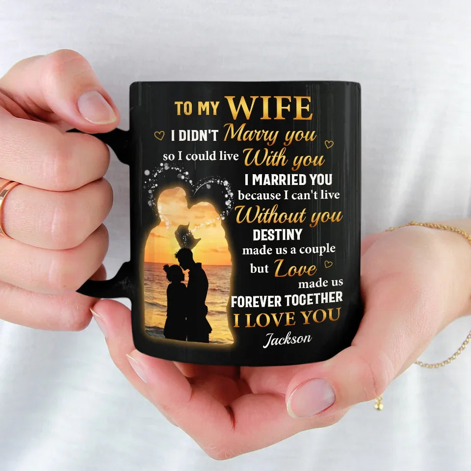 Destiny Made Us A Couple But Love Made Us Forever Together - Couple Personalized Custom Black Mug - Gift For Husband Wife, Anniversary