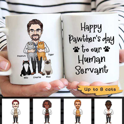 Happy Pawther's Day Caricature Cat Dad Personalized Mug
