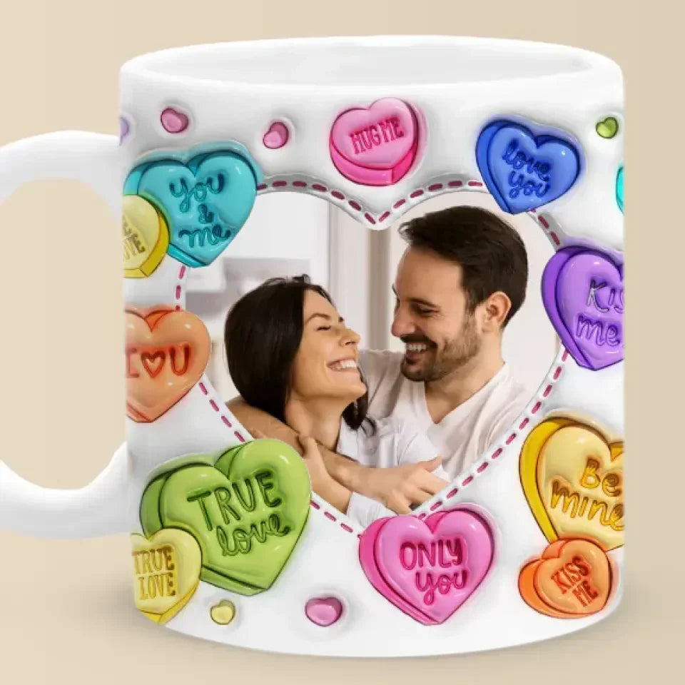 Custom Photo True Love Stories Never Have Endings - Couple Personalized Custom 3D Inflated Effect Printed Mug - Gift For Husband Wife, Anniversary