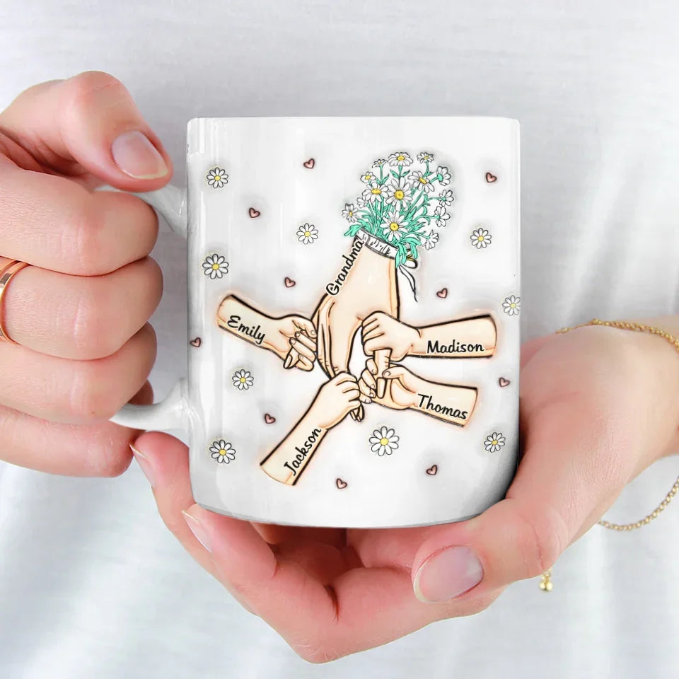 Grandma's Love Is Forever - Family Personalized Custom 3D Inflated Effect Printed Mug - Gift For Mom, Grandma