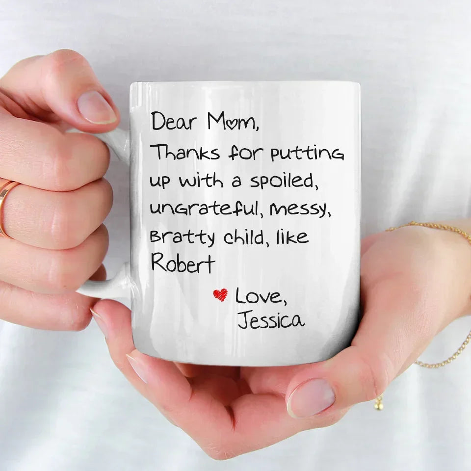 Dear Mom, You're My Favorite Unpaid Therapist - Family Personalized Custom Mug - Gift For Mom