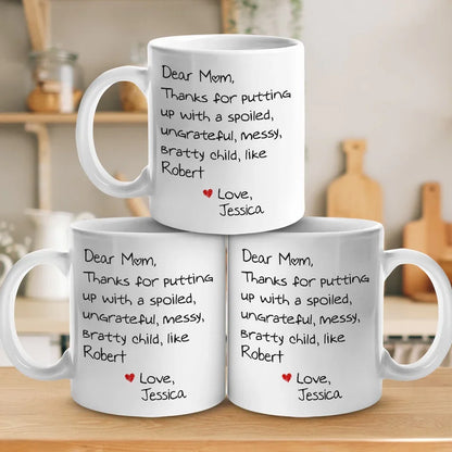 Dear Mom, You're My Favorite Unpaid Therapist - Family Personalized Custom Mug - Gift For Mom