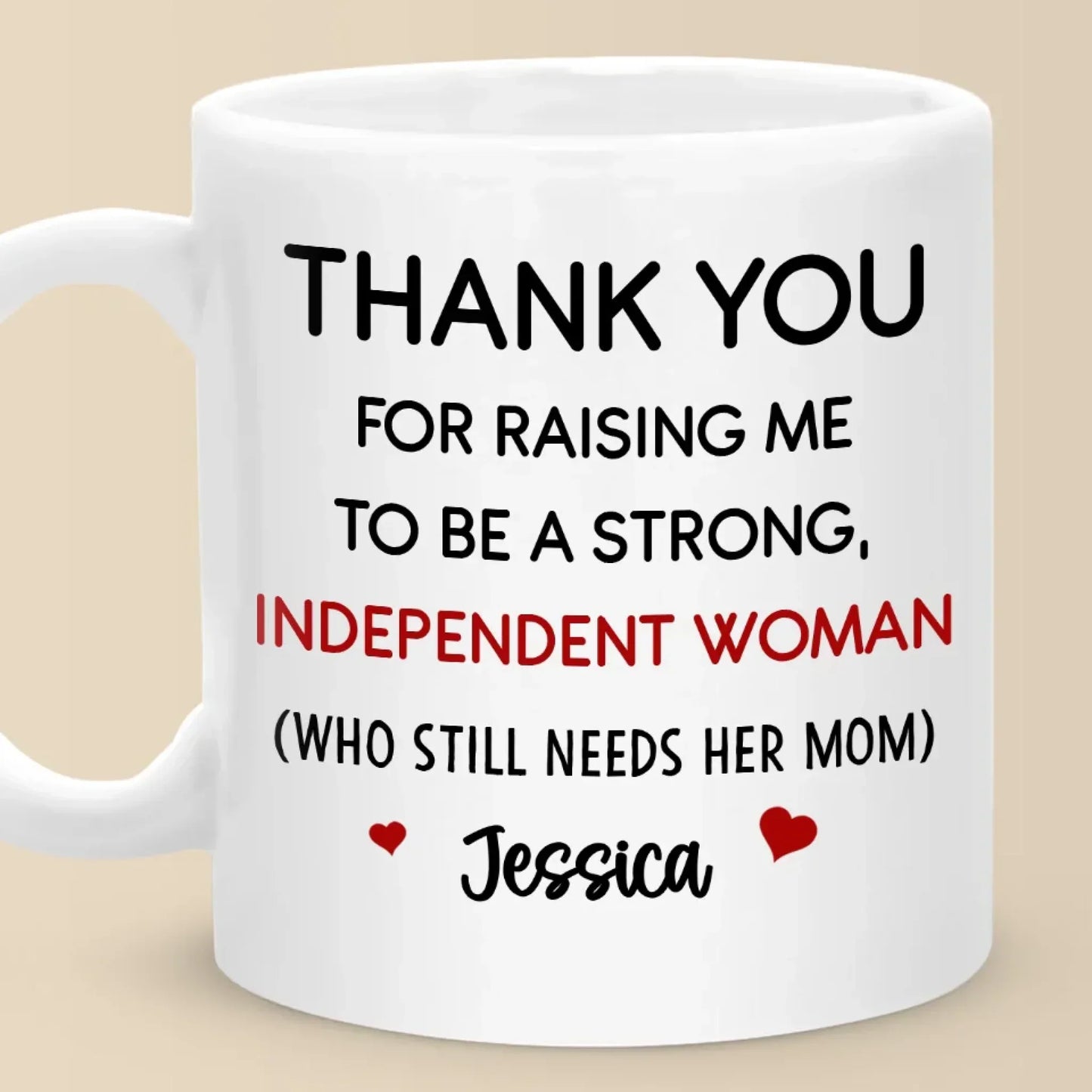 Thanks For Raising Me To Be A Strong Woman - Family Personalized Custom Mug - Gift For Mom