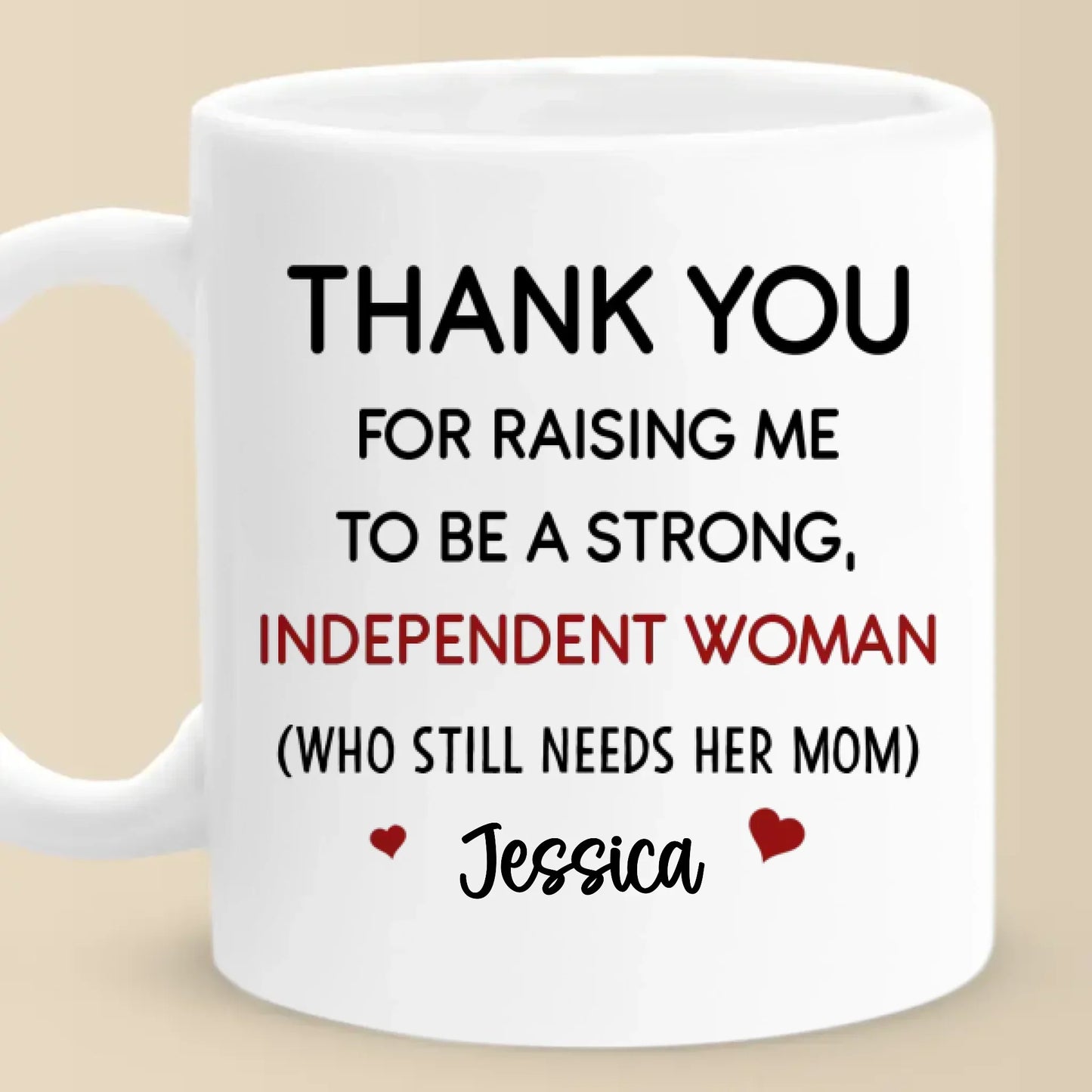 Thanks For Raising Me To Be A Strong Woman - Family Personalized Custom Mug - Gift For Mom