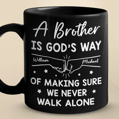 We Never Walk Alone - Family Personalized Custom Black Mug - Gift For Family Members