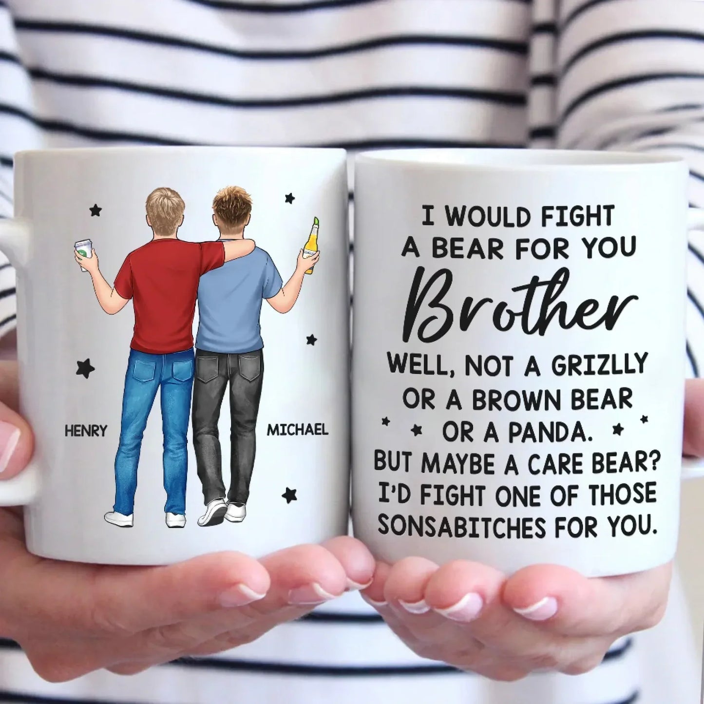 For My Brother, I'd Stand In The Line Of Fire - Family Personalized Custom Mug - Gift For Family Members
