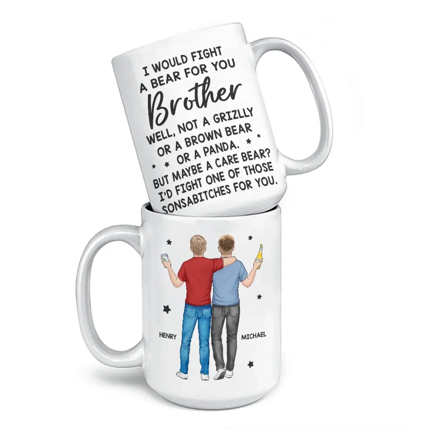 For My Brother, I'd Stand In The Line Of Fire - Family Personalized Custom Mug - Gift For Family Members