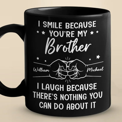 A Brother Is A First Friend - Family Personalized Custom Black Mug - Gift For Family Members