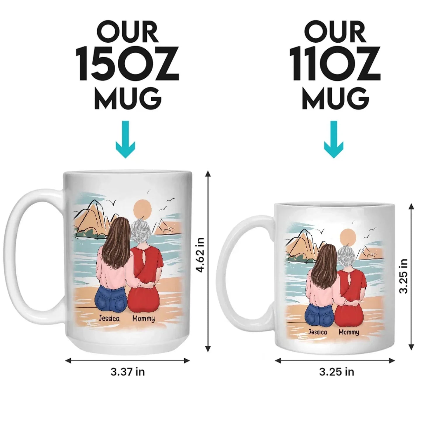 A Mother's Love, A Daughter's Laughter - Family Personalized Custom Mug - Gift For Mom, Daughter