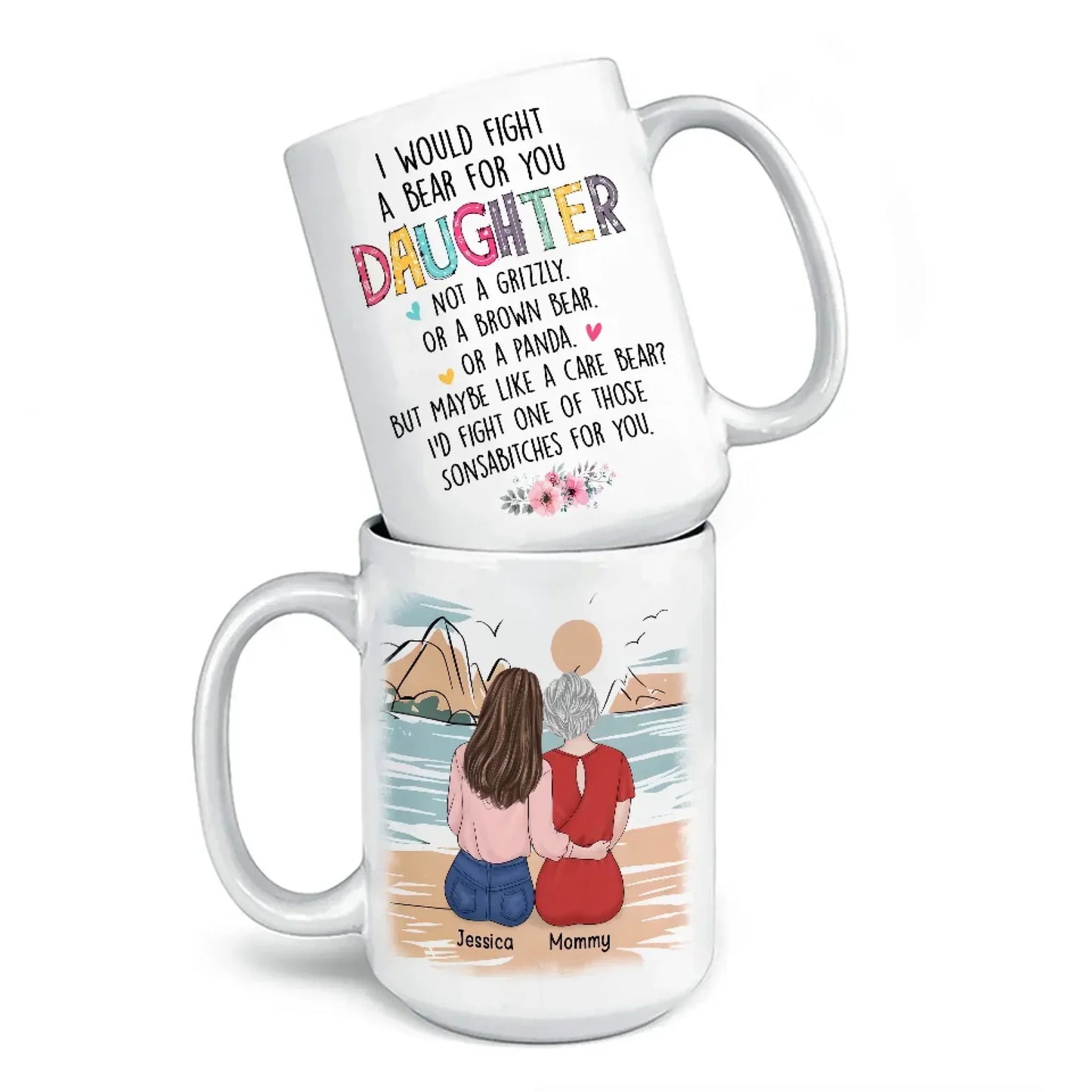 A Mother's Love, A Daughter's Laughter - Family Personalized Custom Mug - Gift For Mom, Daughter