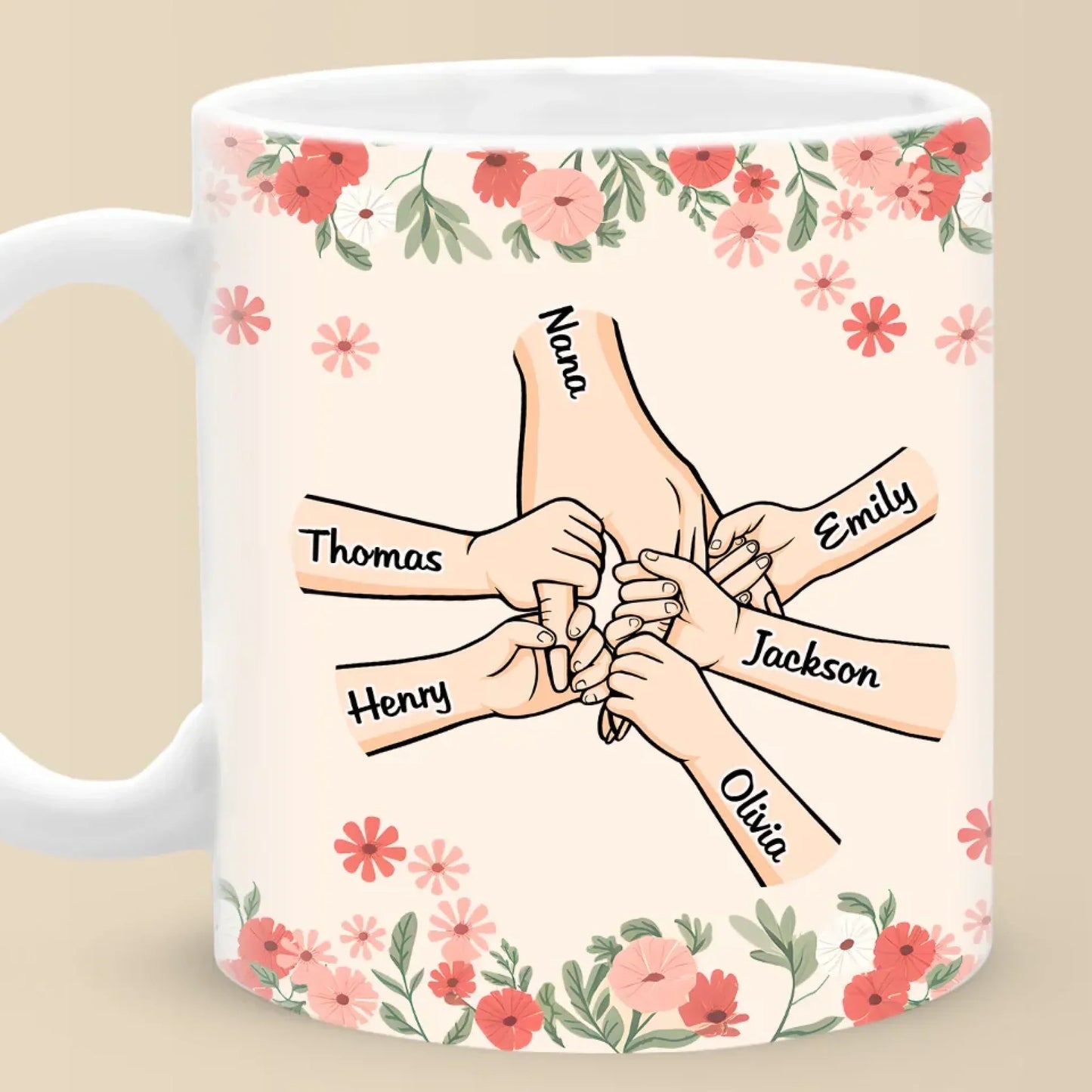 Love In Every Touch - Family Personalized Custom Mug - Gift For Mom, Grandma