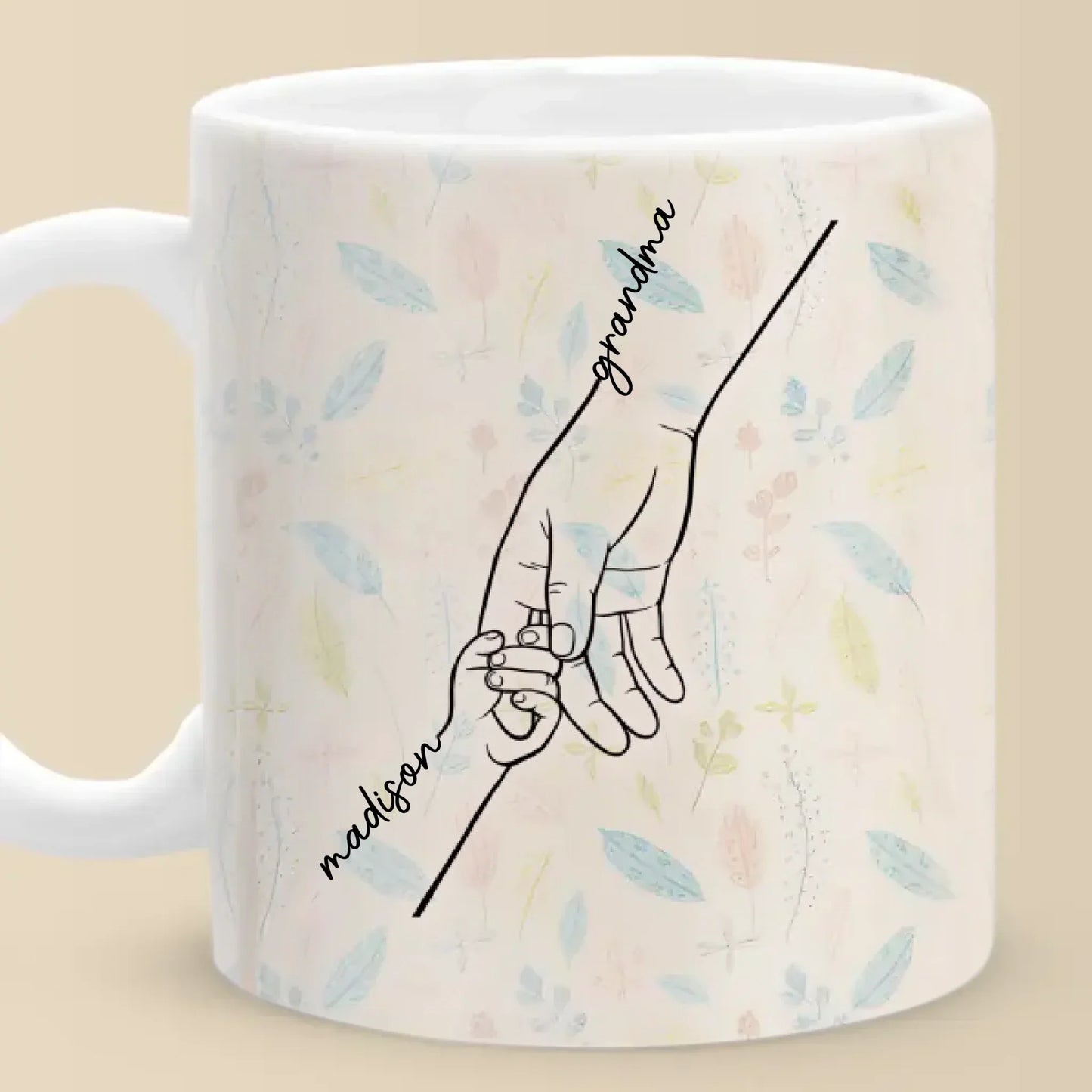 Love Is In The Grip Of Our Hands - Family Personalized Custom Mug - Gift For Mom, Grandma