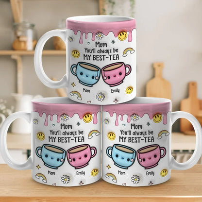 Forever Connected, Always Loved - Family Personalized Custom 3D Inflated Effect Printed Mug - Gift For Mom, Daughter